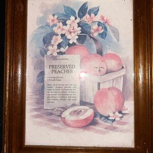 Vintage Wooden Frame with Preserved Peaches Artwork